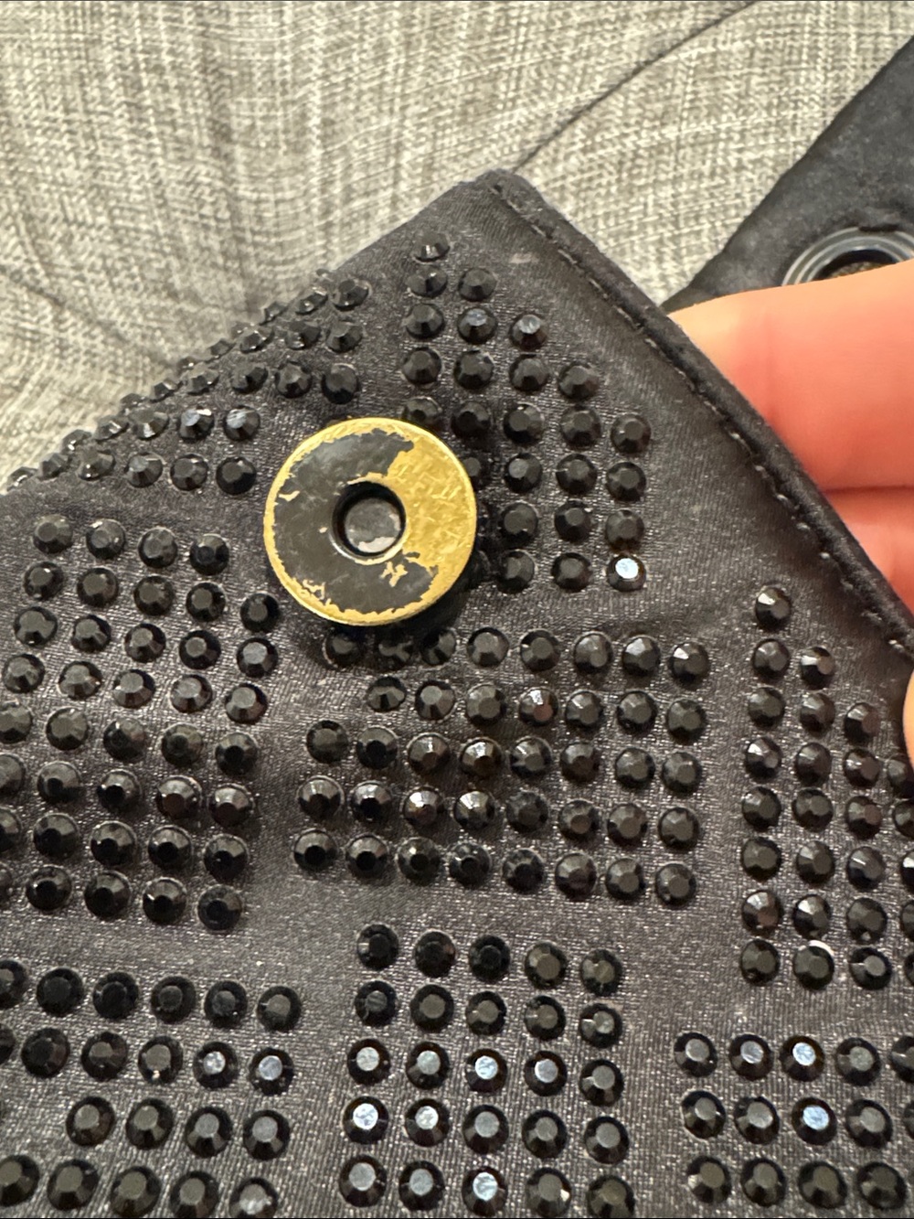 Kurt Geiger Bag Mini Kensington Crystal Studs Black Nylon Convertible Crossbody - Picture 15 of 17